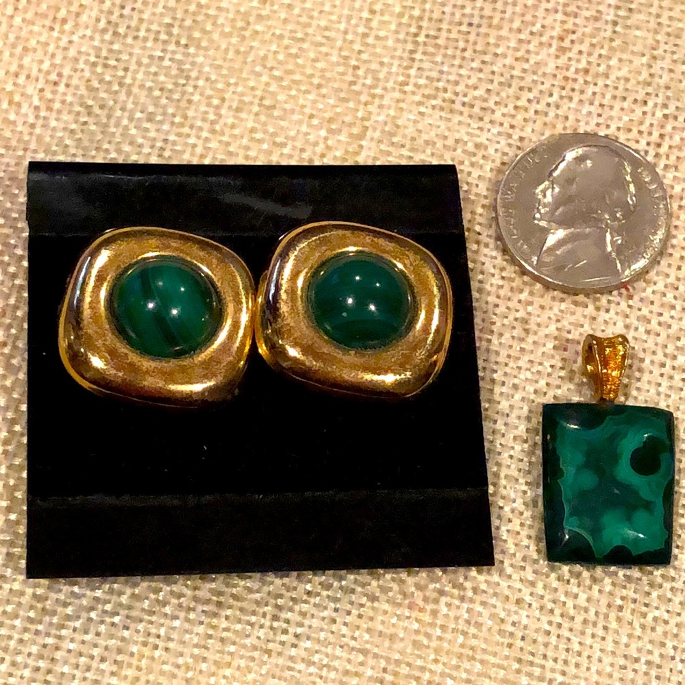 Malachite pendant & earrings set